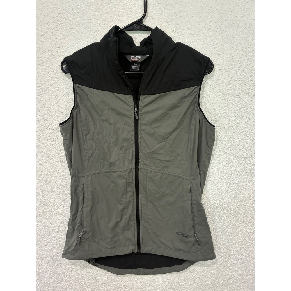Outdoor Research Pertex Microlight Womens Medium Gray Black Full Zip Vest